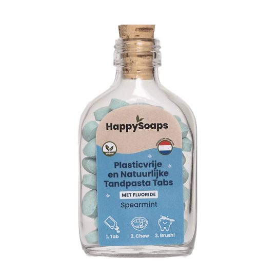 HappySoaps - 100% plasticvrije cosmetica Tandpasta Tabletten - Met Fluoride - Spearmint