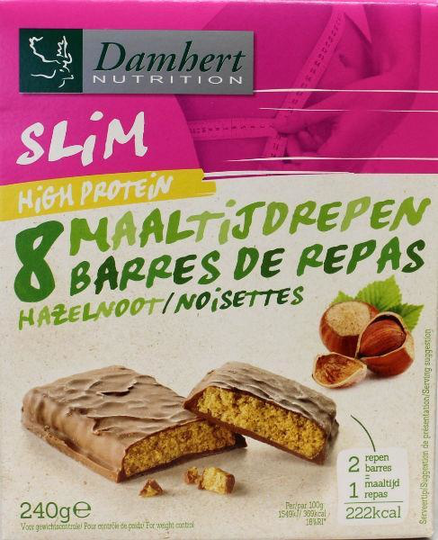 Damhert Afslank proteinereep chocolade hazelnoot (240 Gram)