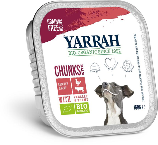 Yarrah Hondenvoer chunks met kip en rund bio (150 Gram)
