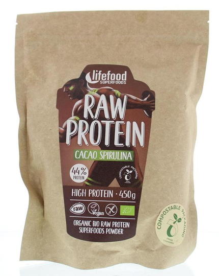 Lifefood Raw protein cacao spirulina bio (450 Gram)