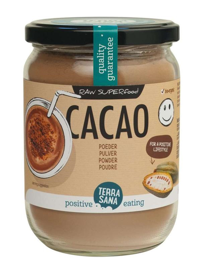 RAW cacao antioxidant poeder in glas
