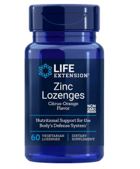 Zinc Lozenges- Natural Citrus-Orange Flavor (60 Veggie Lozenges ) - Life Extension