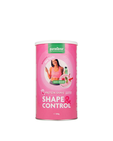 Purasana Shape & control proteine shake aardbei-framboos (350 Gram)