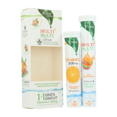 Power of Nature Multi Multi + Vitamin C 500 mg | 24 + 20 bruistabletten PROMO