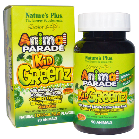Kid Greenz, Natural Tropical Fruit Flavor (90 Animals) - Nature's Plus
