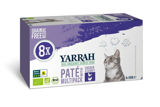 Yarrah Multipack kat met pate kip en kalkoen bio (100 Gram)