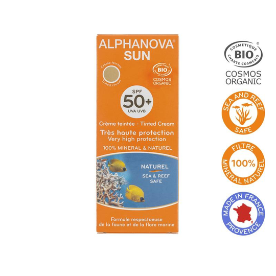 Alphanova Sun Sun gekleurde dagcreme SPF50 medium tint vegan (50 Gram)